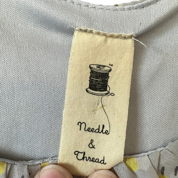Needle & Thread Gray and Yellow Pattern Mini Dress Womens S - Picture 3 of 7